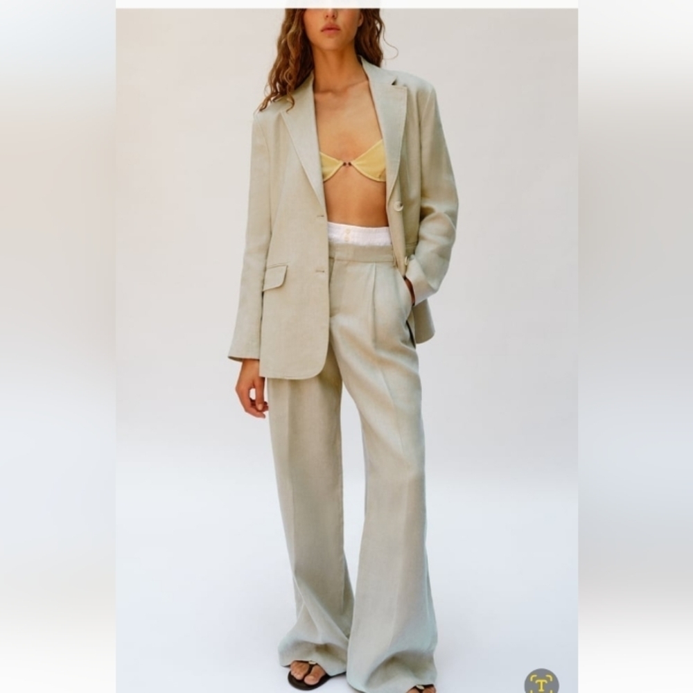 Zara Straight Cut Linen Blazer
